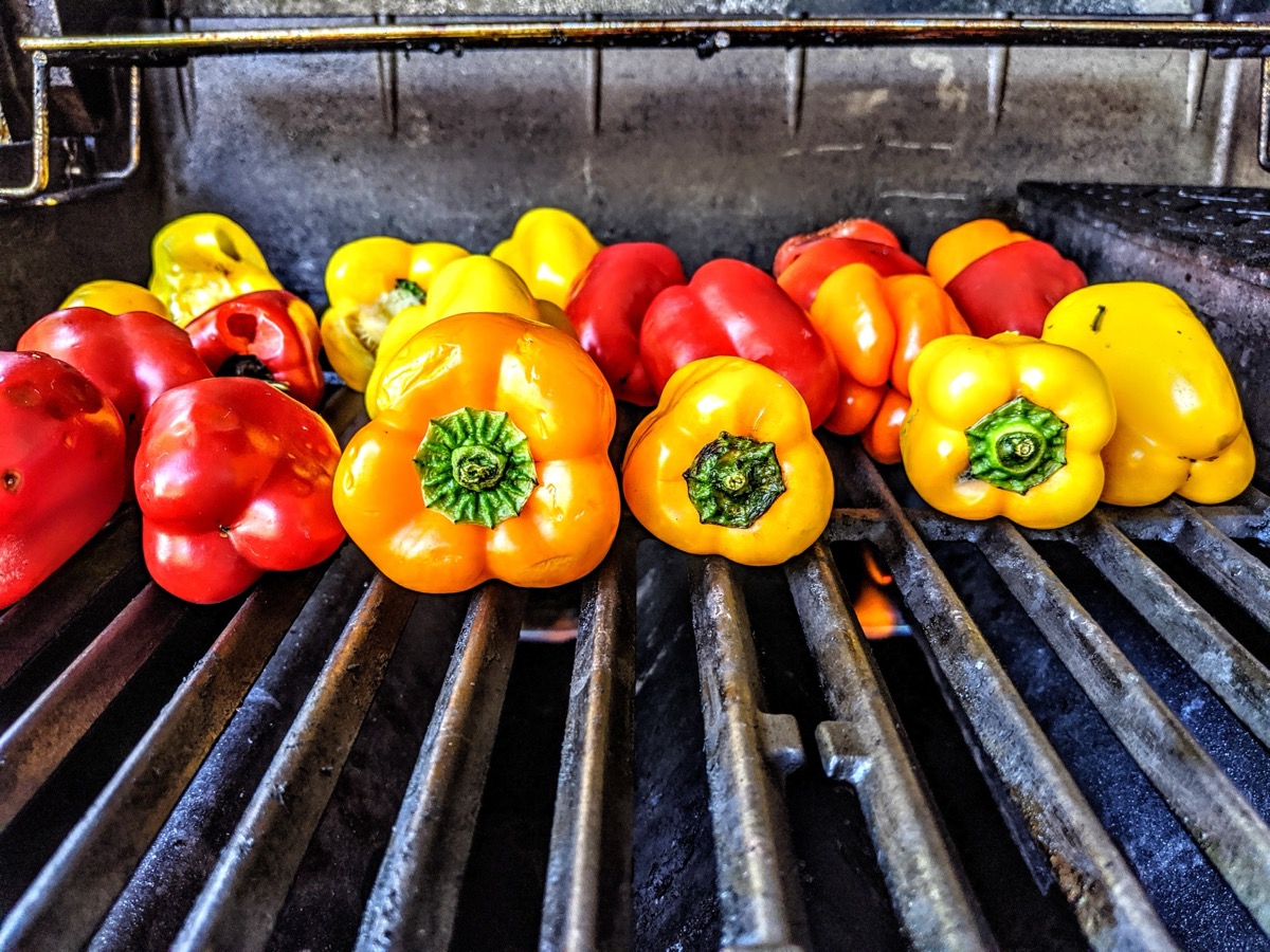 Bell peppers on the grill