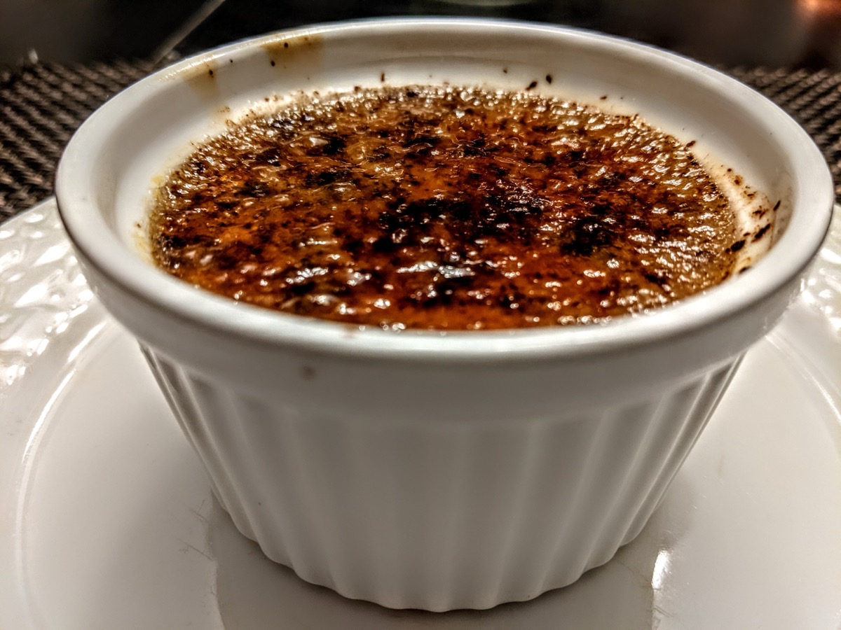 Crème brûlée with torched caramel crust