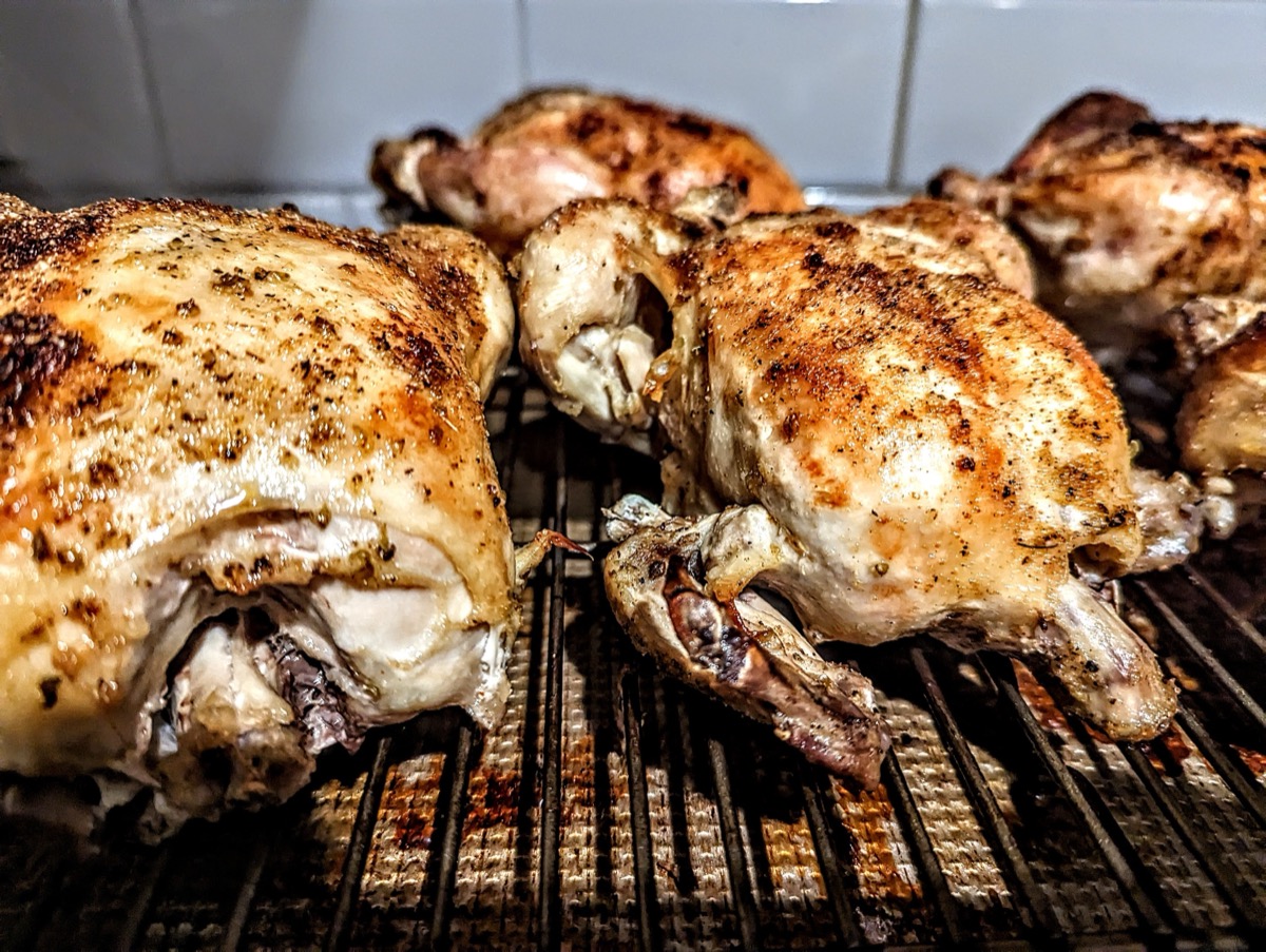 Roasted chicken quarters