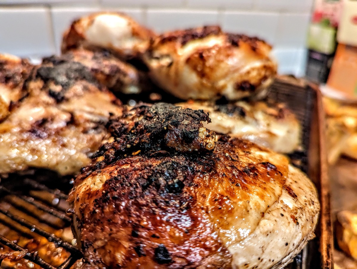 Glazed charred chicken thighs