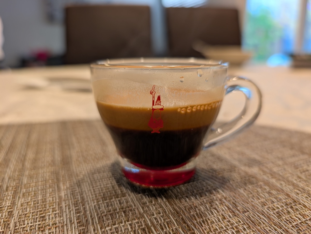 Espresso in a glass Bialetti cup